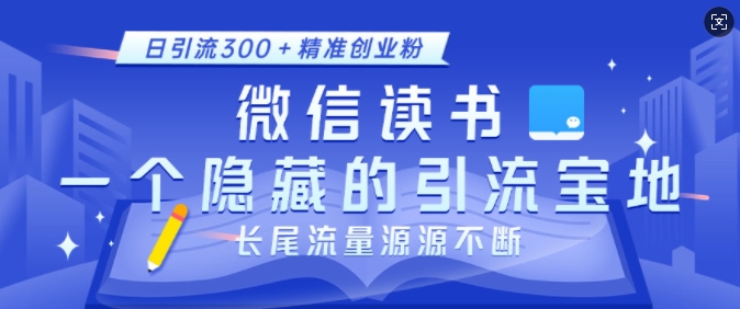 微信读书，一个隐藏的引流宝地，不为人知的小众打法，日引流300+精准创业粉，长尾流量源源不断-老月项目库