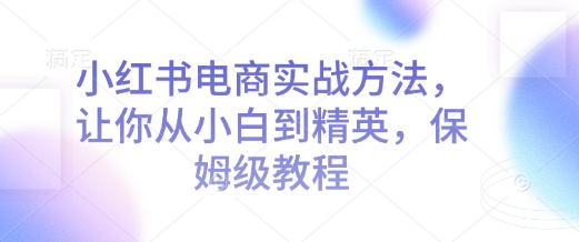 小红书电商实战方法，让你从小白到精英，保姆级教程-老月项目库