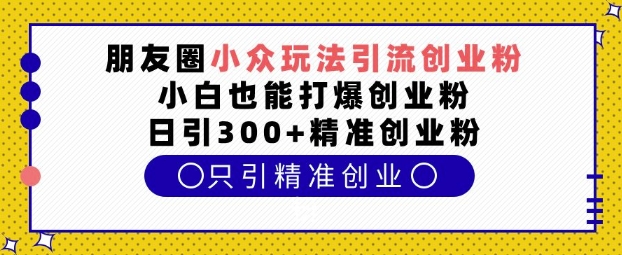 朋友圈小众玩法引流创业粉，小白也能打爆创业粉，日引300+精准创业粉【揭秘】-老月项目库