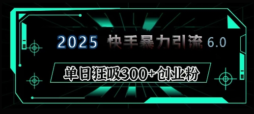 2025年快手6.0保姆级教程震撼来袭，单日狂吸300+精准创业粉-老月项目库