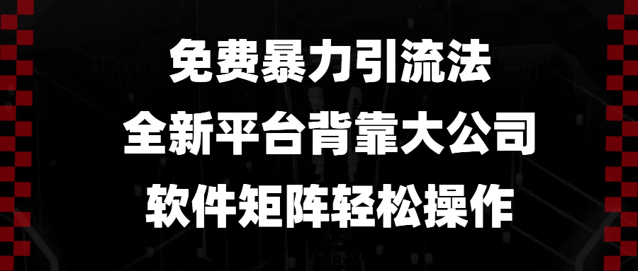 （13745期）免费暴力引流法，全新平台，背靠大公司，软件矩阵轻松操作-老月项目库