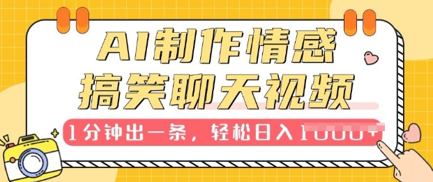 AI制作情感搞笑聊天视频，1分钟出一条，100%过原创，新手也能轻松上手-老月项目库