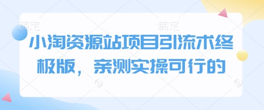 小淘资源站项目引流术终极版，亲测实操可行的-老月项目库